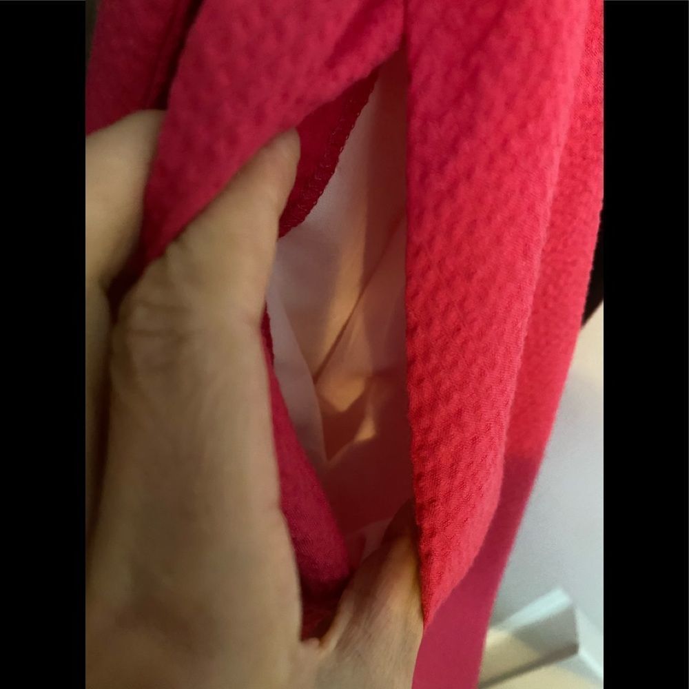 Lauren James raspberry coloured halter flared dress. Sash with bow tie. - Picture 11 of 14
